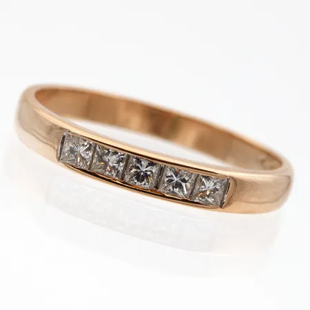 Timanttisormus 5xn.0.04ct Princess, koko 16¾, 585,  Paino: 1,9 g