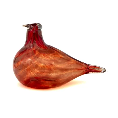 Viallinen lasilintu, signeeraus Asmo Uutela, Taikayön lasipaja, pituus 230mm, korkeus 150mm, murtuma kaulassa