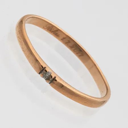 Timanttisormus 1xn.0.005ct, kaiverrettu, koko 17½, 585br, Paino: 1,3 g
