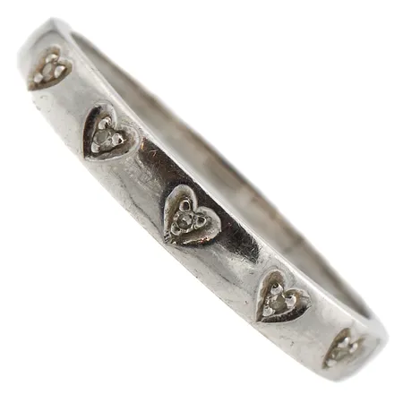 Timanttisormus 5xn.0.005ct, koko 17¼, valkokulta, 585br, Paino: 2 g