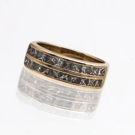 Timanttisormus 20xn.0.07ct, princess hionta, koko 16, 750br, Paino: 4,9 g