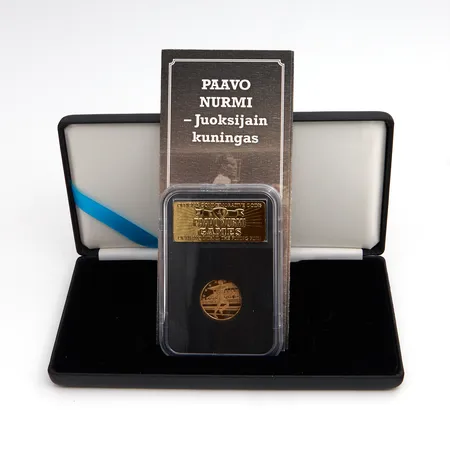 Kultaraha Paavo Nurmi, Juoksijan kuningas, lyöntivuosi 2014, rasia ja aitoustodistus, 900, Paino: 3,5 g