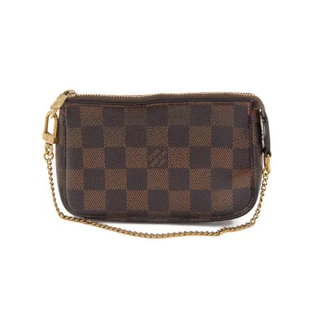 Käsilaukku Louis Vuitton, Mini Pochette Accessoires Damier Ebene Canvas, N58009, Made in France, käytöstä aiheutunutta kulumaa, ostokuitti Louis Vuitton Helsinki 22.12.2022, dustbag ja laatikko.