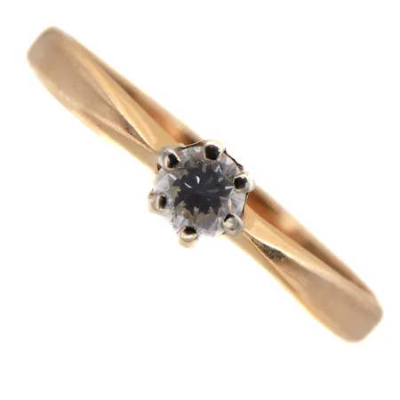 Timanttisormus 1xn0.19ct, käytön jälkiä, koko 16¾, 750,  Paino: 1,9 g