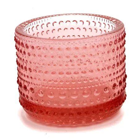 Tuikkulyhty Iittala, Kastehelmi, korkeus 64mm, vaalean punainen
