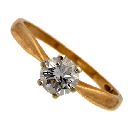 Timanttisormus 1xn.0.53ct, kaiverrettu, koko 16¾, 750 kelta- ja valkokulta,  Paino: 2 g