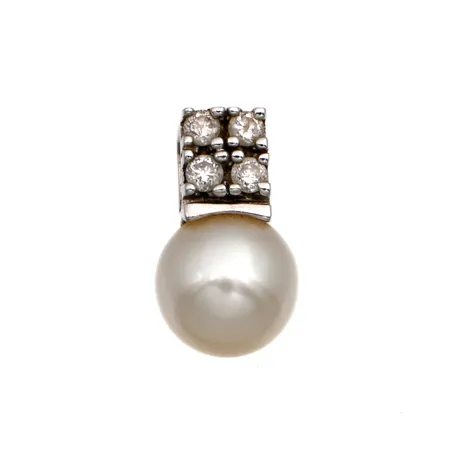 Helmiriipus timanteilla 4xn.0.02ct, korkeus 12mm, 585br valkokulta,  Paino: 1,2 g
