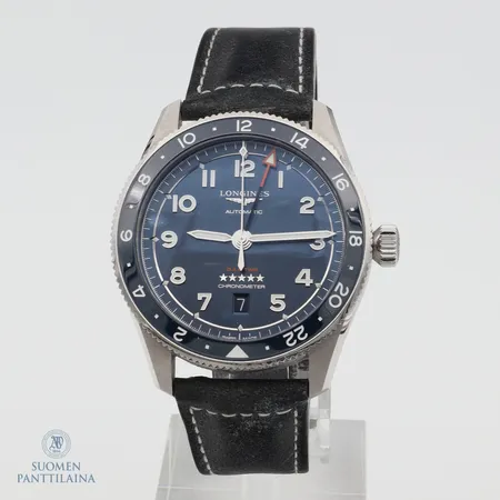 Teräsrannekello Longines Automatic Zulu Time Chronometer, L3.812.4, 53950207, taulun Ø 42mm, nahkaranne likainen, laatikko, takuukortti ja paperit, ostettu Lindroosilta 12/2022.