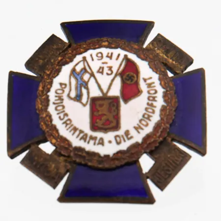 Asevelimerkki, Jatkosota, Pohjoisrintama 1941 - 43, Ø 35mm, vaalea emalointi metallille. 