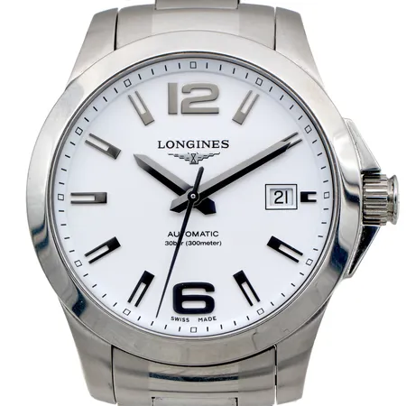 Teräsrannekello Longines Conquest, rungon Ø39mm, rannekkeen pituus 170mm, ref. L3.676.4 sr. 43648171, 4 jatko palaa, laatikko ja takuutodistus vuodelta 2017