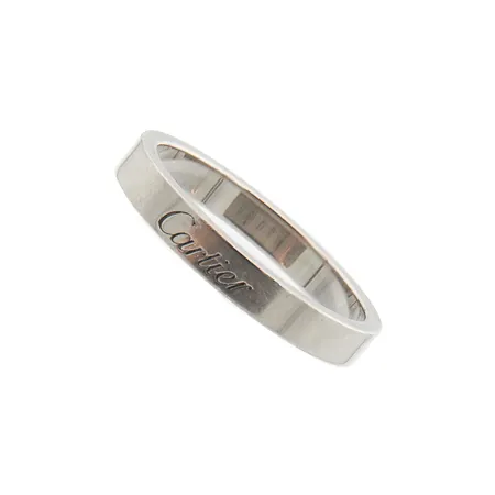 Sileä sormus, Cartier, C de wedding , koko 18, kaivertamaton, Cartierin todistus, 950 platina, Paino: 5,5 g