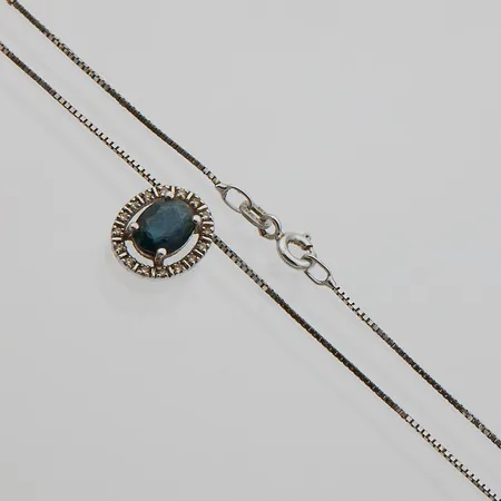 Venetsia-kaulaketju timanttiriipuksella, 16xn.0.005ct, käytön jälkiä, ketjun pituus 45cm, riipuksen mitat 10x12mm, valkokulta, 585br, Paino: 3,3 g