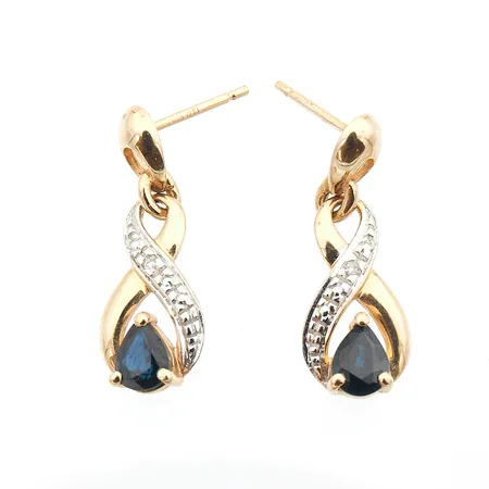 Kivikorvakorut timanteilla 2xn.0.005ct, ei taustoja, korkeus 21mm, 585br kelta- ja valkokulta,  Paino: 1,8 g