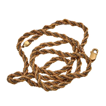 Viallinen cordell-kaulaketju, pituus 50,5cm, 585 kelta- ja valkokulta,  Paino: 8,1 g