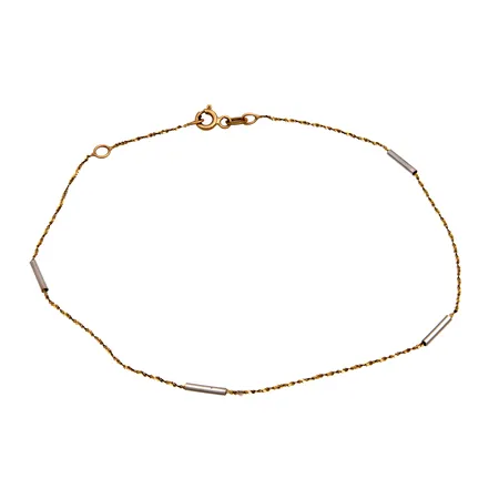 Nilkkaketju, pituus 23cm-25,5cm, 585 kelta- ja valkokulta,  Paino: 1,1 g