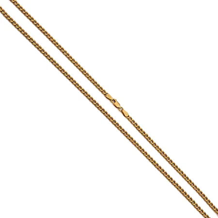 Panssarikaulaketju, pituus 50cm, leveys 3mm, ontto, käytön jälkiä, 585, Paino: 8,3 g