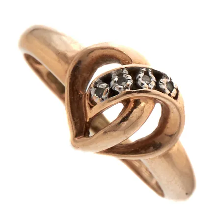 Timanttisormus 4xn.0.005ct, koko 16½, kaiverrettu, 585, Paino: 3,1 g