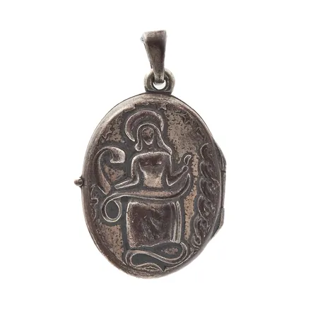 Medaljonki Kalevala Koru, Pohjanneito/Madonnariipus, design Germund Paaer, sisällä kaiverrus, korkeus 35mm, 925, Paino: 8,7 g