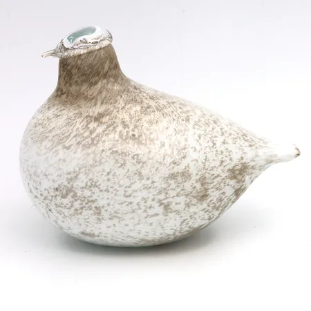 Lasilintu, Riekko, signeeraus Oiva Toikka Nuutajärvi, korkeus 115mm, pituus 143mm