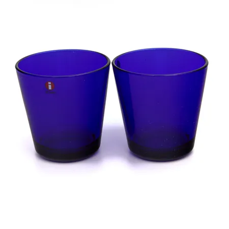 Kaksi juomalasia, Iittala, Kartio, Kaj Franck, koboltinsininen, 0.21litraa. 