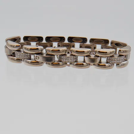 Timanttirannekoru 96xn.0.02ct 1xn.0.005ct, La Strada, Chopard, pituus 190mm, leveys 15mm, 750 valkokulta,  Paino: 73,3 g
