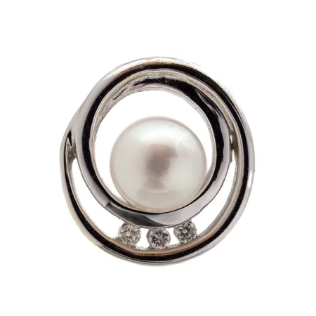 Helmiriipus timanteilla 3xn.0.02ct, korkeus 15mm ja Ø 14mm, tekijäleima OLL, 585br,  Paino: 2,9 g