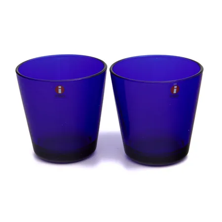 Kaksi juomalasia, Iittala, Kartio, Kaj Franck, koboltinsininen, 0.21litraa. 