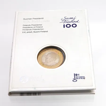 Keräilyraha, 5 euroa, U.K.Kekkonen, Suomii 100 vuotta, metallia 
