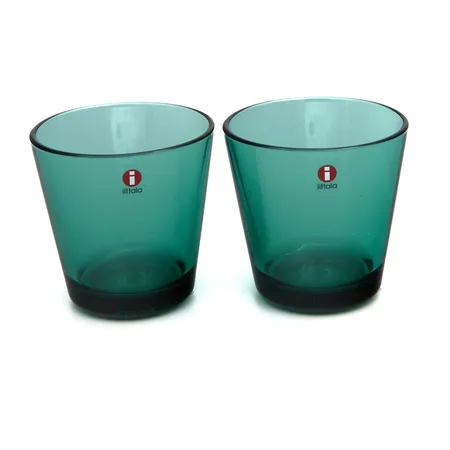 Kaksi juomalasia, Iittala, Kartio, Kaj Franck, smaragdi, 0.21litraa. 