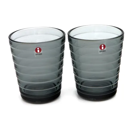 Kaksi juomalasia, Iittala, Aino Aalto, harmaa, 22cl. 