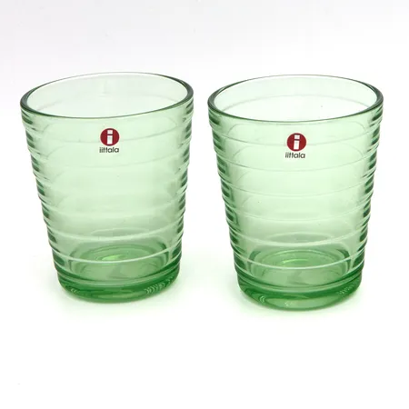 Kaksi juomalasia, Iittala, Aino Aalto, omenanvihreä, 22cl. 