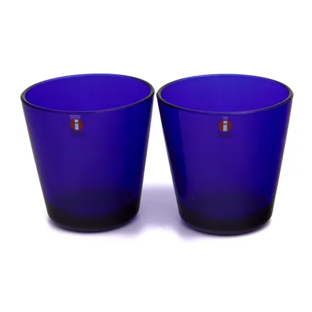 Kaksi juomalasia, Iittala, Kartio, Kaj Franck, koboltinsininen, 0.21litraa
