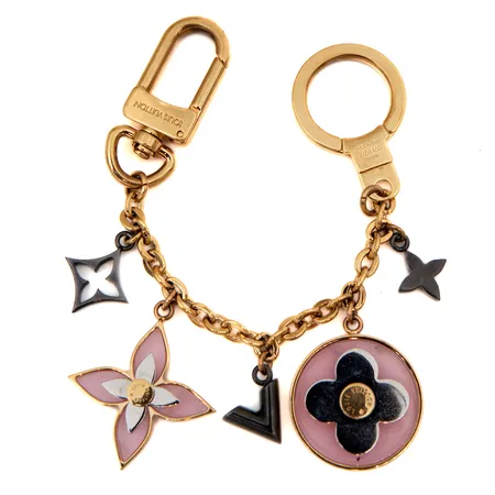 Avaimenperä Louis Vuitton, Blooming Flowers Bag Charm Chain, M68460, Made in Italy, pituus 190mm, käytöstä aiheutunutta kulumaa, kullanväristä metallia.