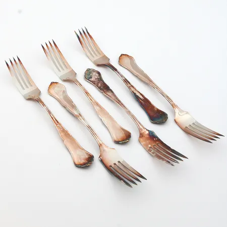 Kuusi ruokahaarukkaa, Chippendale, pituus 183mm, 830, Paino: 249,5 g