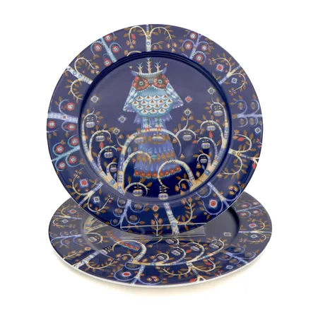 Kaksi tarjoilulautasta Iittala, Taika, Ø 27cm, pieniä käytön jälkiä, sininen.