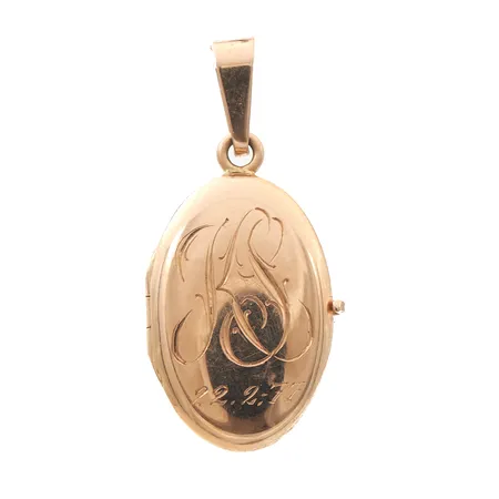 Medaljonki, kaiverrettu, korkeus 30mm, 585br,  Paino: 2,5 g