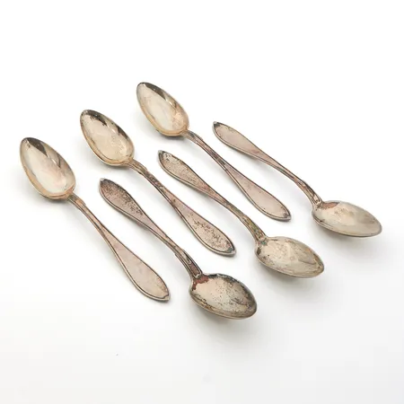 Kuusi jälkiruokalusikkaa, pituus 148mm, 830,  Paino: 151,7 g