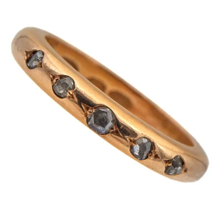 Timanttisormus 5xn0.02ct vanhahiontaisia, koko 16½, kaiverrettu, 750br, Paino: 5,4 g