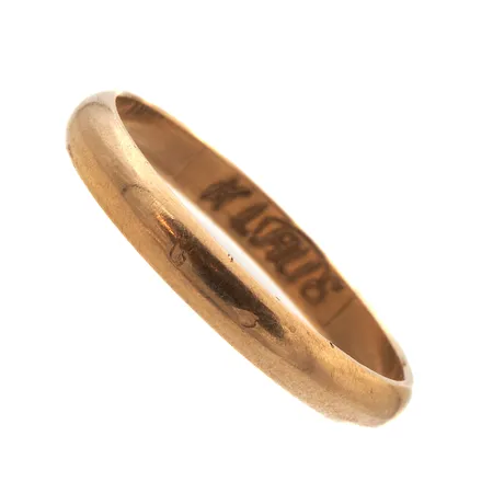 Sileä sormus, kulumaa, kaiverrettu, koko 18½, ei leimaa, 585,  Paino: 2,5 g