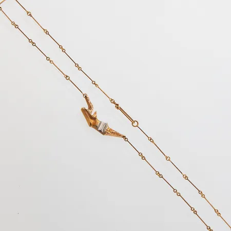Kaulakoru, Lapponia, design Björn Weckström, pituus 41cm, 585 kelta- ja valkokulta,  Paino: 6,5 g
