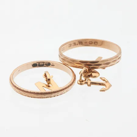 Kultakoruja, osa viallisia, 585, Paino: 2,8 g