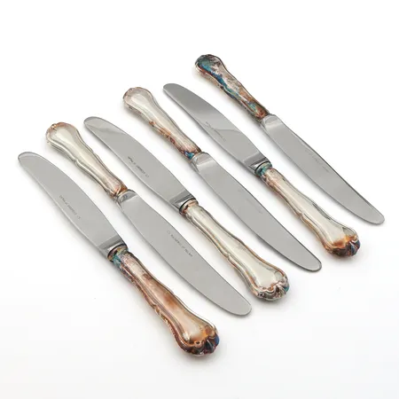 Kuusi ruokaveistä, Chippendale, pituus 205mm, Kultakeskus Oy, 830br, Paino: 366,1 g