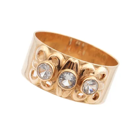 Kivisormus, koko 19, leveys 9mm, kivissä pientä kulumaa, Turku 1965, 585br, Paino: 3,7 g