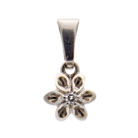 Timanttiriipus 1xn0.02ct, korkeus 15mm, tekijänleima S (Olof Sjöblom), 585br valkokultaa, Paino: 0,6 g