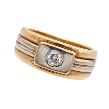 Timanttisormus 1xn0.15ct, koko 17½, leveys 5-8mm, 585br, Paino: 7,5 g