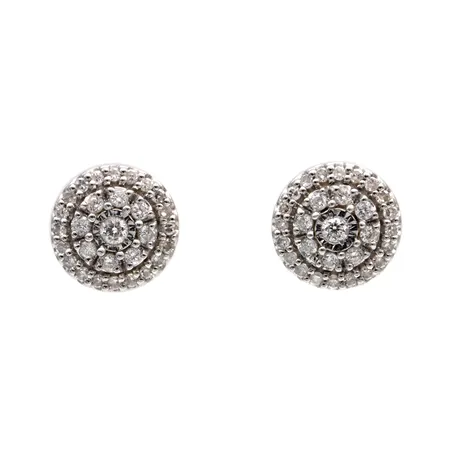 Timanttikorvakorut 40xn.0.005ct, 14xn.0.01ct ja 2xn.0.02ct, Ø 7,7mm, 585 valkokulta,  Paino: 1,7 g