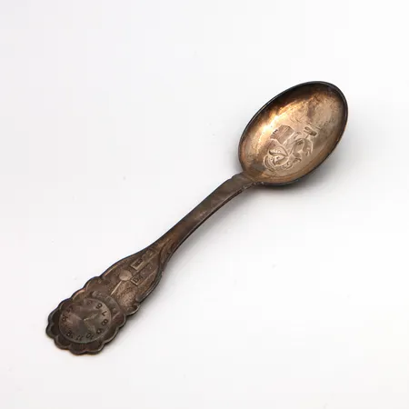 Kummilusikka, kello & ankka, kaiverrettu, pituus 140mm, 813,   Paino: 28,5 g