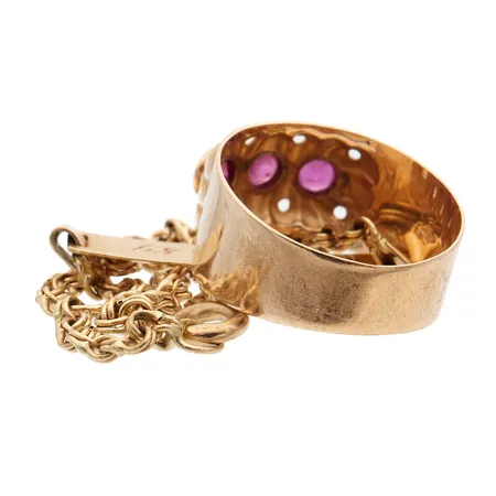 Viallinen kivisormus ja ranneketju, 585br, Paino: 5 g