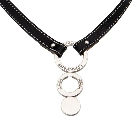 Kaulakoru Longchamp, Leather Choker, pituus 34-39cm, riipuksen korkeus 50mm, 1990-luvulta, alkuperäinen laatikko, 925br, Paino: 15,5 g