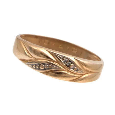 Timanttisormus 1xn.0.005ct, kaiverrettu, koko 16½, 585, Paino: 1,4 g